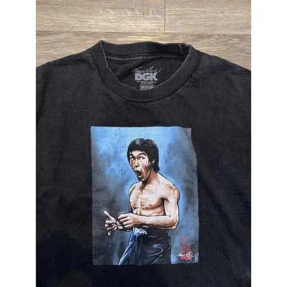 Bruce Lee X DGK T Shirt Adult M Blk Fierce Graphic Be Water My Friend Faded - Picture 2 of 4